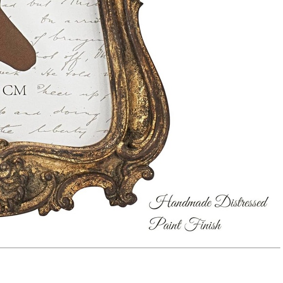 5x7 Inch Distressed Vintage Style Tabletop and Wall Mounted Picture Frame Gold - Picture 4 of 5